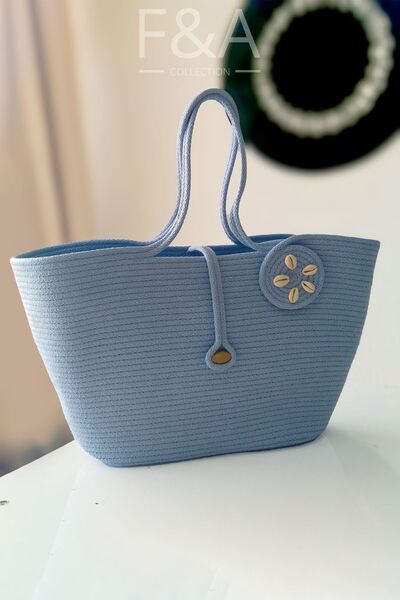 F&A COLLECTION حقيبة الشاطئ حبل الجوت تصميم خاص مصنوع يدويًا