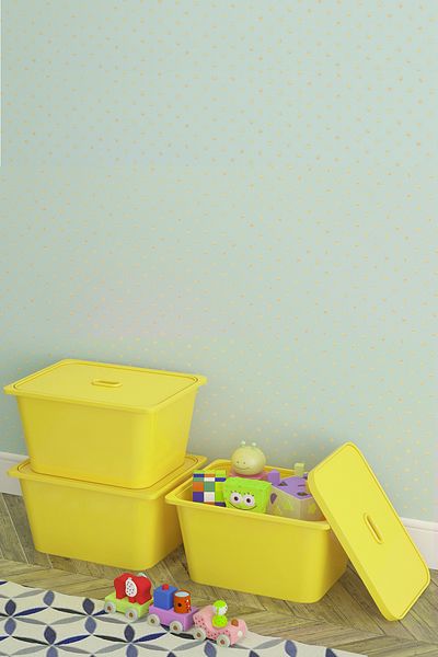 Pratico 3 Pieces Toy Basket with Yellow Deep Lid - 3Ds3K