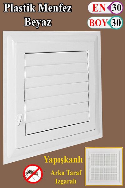 Badem10 White Plastic Blinds - Grille Bathroom Wc Toilet Vent, 30X30 cm