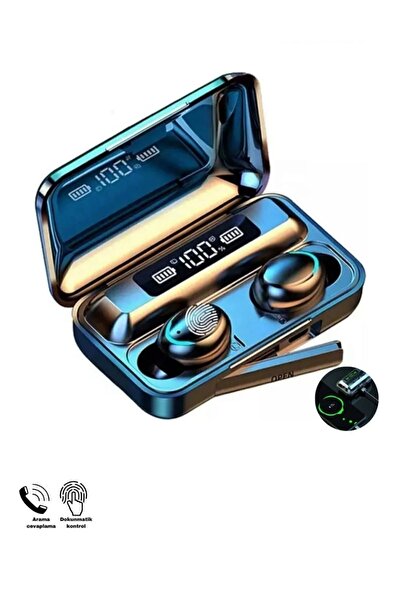 HOBİPİX Powerbank Çift Mikrofonlu Dijital Göstergeli Dokunmatik Kulakiçi Blue...