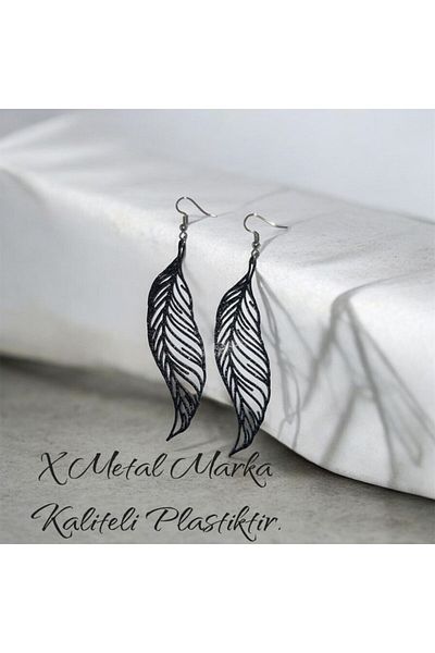 X Metal Quality Plastic Feather Earrings