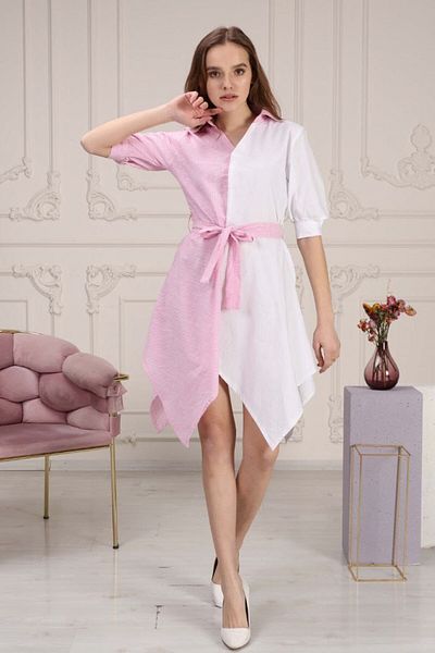 BAJAR Asymmetrical Linen Tunic - Short Sleeve with Garnished Belt