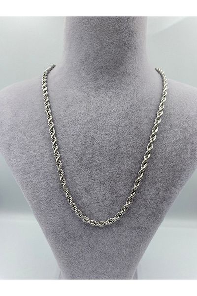 staınless steel 4 mm Twist Chain Antiallergic Stainless Steel Necklace 53 cm