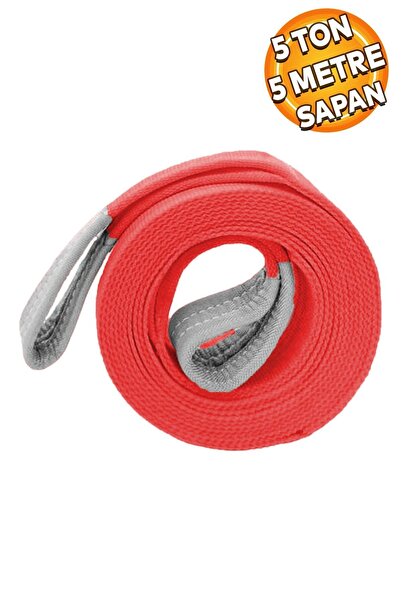 Badem10 Sapan Polyester Spanzet 5 Ton 5 Metre Kırmızı Sağlam Yük Kaldırma Taş...