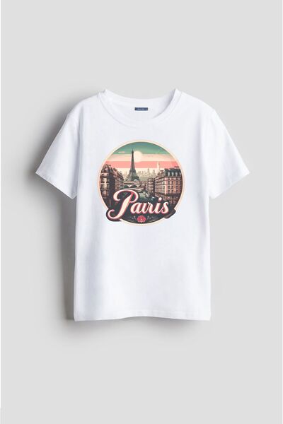 Darkia تي شيرت فرنسا باريس للجنسين للأطفال - تصميم مجموعة اللوحة، نص مطبوع
