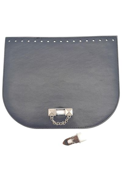 angel çanta aksesuar Angel 24x19 cm Navy Blue Faux Leather Τσάντα - Αξεσουάρ με αλυσίδα και κλειδωμένο ασημί μεταλλικό αξεσουάρ