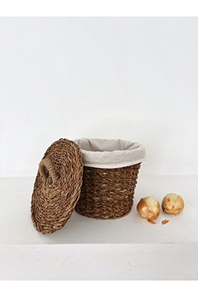 KaiHome İç Korumalı Hasır Yuvarlak Sebzelik / Patates Soğan Sepeti