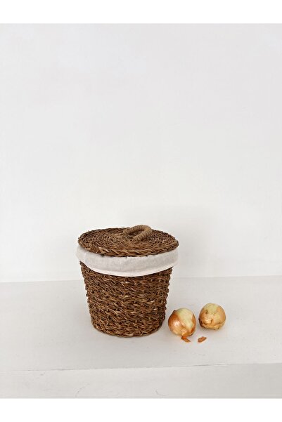 KaiHome İç Korumalı Hasır Yuvarlak Sebzelik / Patates Soğan Sepeti