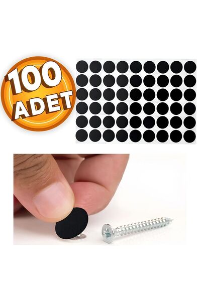Badem10 Yapışkanlı Yapıştırma Vida Tapası (SİYAH) Tıpası Beyaz Vida Kapatıcı ...