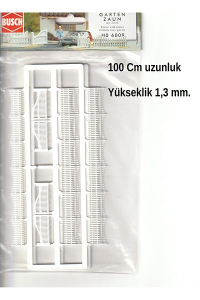 Busch 1:87 Ho Plastic - Garden Model & Fence Set with Doors (100cm x 1.3mm)