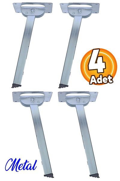 Badem10 Picior de masă pliabil din metal - 20 cm sub masa (4 bucăți)