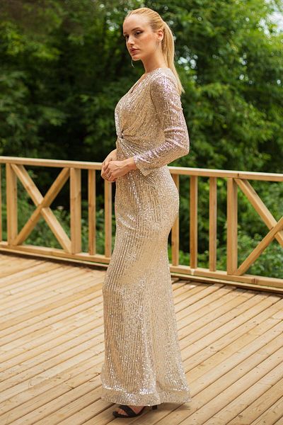 SpringStore Rochie de seară cu paiete din paiete aurii