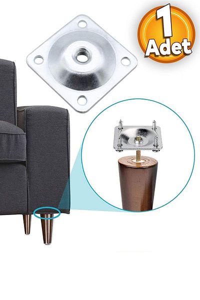 Badem10 Furniture Bed Base Seat Nesting Leg Metal Connecting Bracket Flat Feet Base with M8 Bolts (1 Pcs)