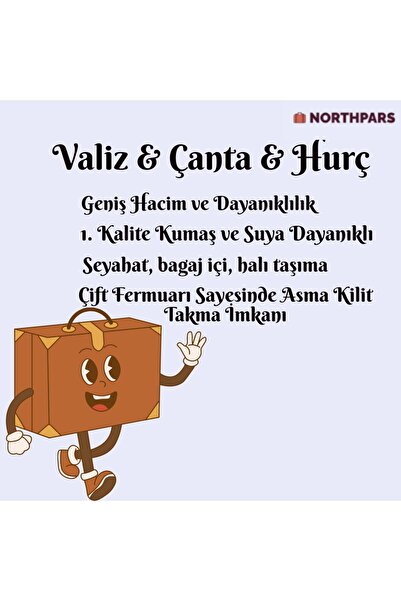 NorthPars Seyahat Çantası Valiz Geniş Ebat Battal Boy Bavul Hurç Çeyiz Eşya