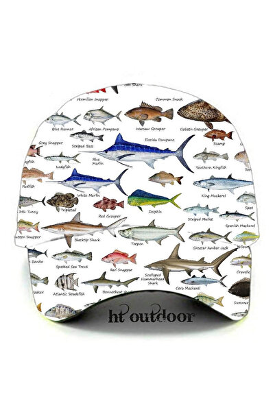 HT Outdoor Balık Desenli Avcı Softshell Kumaş Şapka