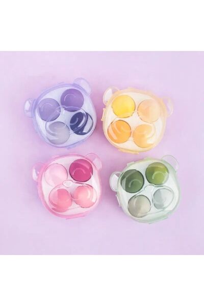 ELFSELY Colorful 4-Piece Makeup Sponge Set with Panda Pattern in Plastic Box