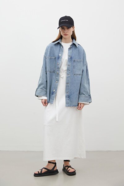 Manuka OVERSIZEOWA SUKIENKA BAWEŁNIANA ECRU