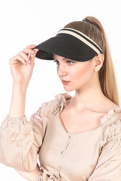 FELLMENS Flc11530 Model - Black Straw Tennis Visor Hat