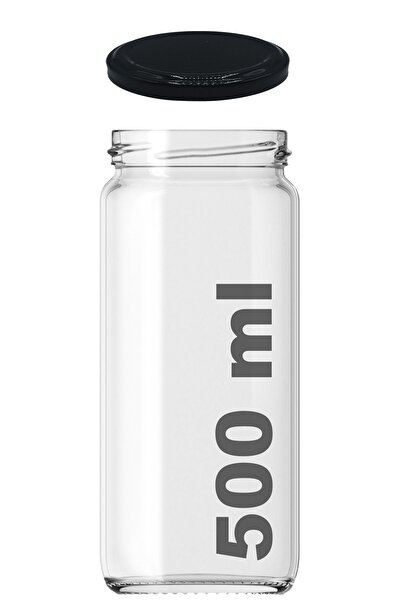 Afracam 500 ml Metal Siyah Konserve Kapaklı 500 Cc Şeffaf Uzun Cam Kavanoz 1 ...