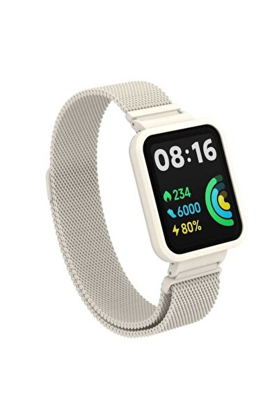 Strap U Xiaomi Redmi Watch 2 Lite Mıknatıslı Pratik Tasarım Metal Örgü Kordon