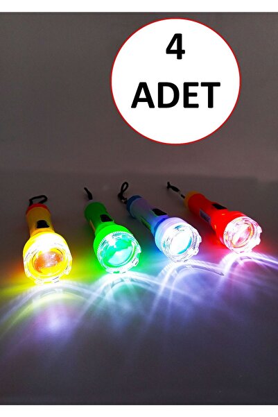 Afra Tedarik El Feneri 4'lü Ilk Yardım Feneri Acil Durum Deprem Işık Küçük Led Işıklı Karışık Renkli Cep Feneri