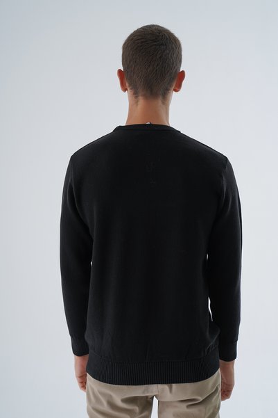 Trist Star Black Men's 100% Cotton Crew Neck Knitwear Sweater Trist-1194
