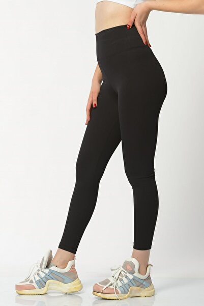 Dynamic Fitilli Şardonlu Kadın Tayt - Siyah