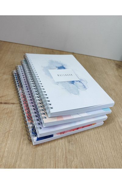 pixelpare A5 Spiral School Notebook 80 sheets Set of 4 - Undated Lined
