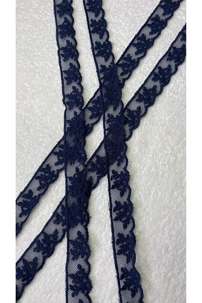 Ozpas Navy Blue Lace Tulle Edge - 2 Cm x 3 Mt