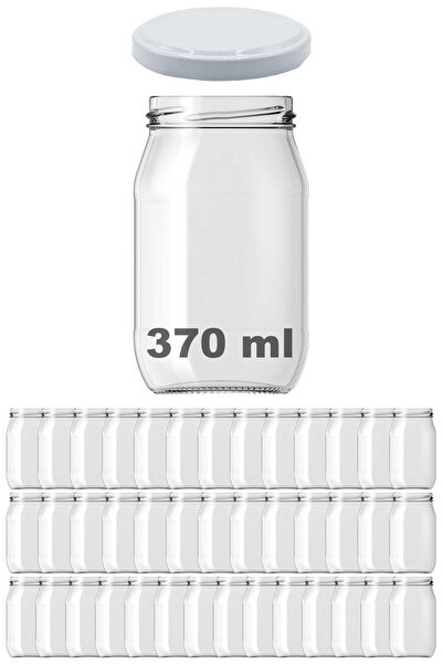 Afracam 370 ml Metal Beyaz Konserve Kapaklı 370 Cc Şeffaf Cam Kavanoz 40 Adet