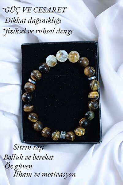 Y&B Kaplan Gözü& Sitrin Taş Bileklik Güç