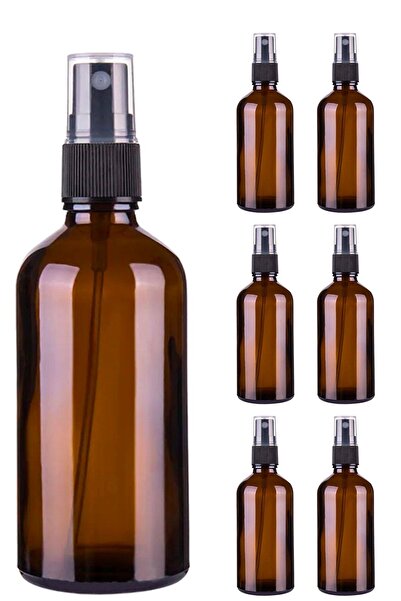 Afracam 100 ml Amber Kapaklı Siyah Sprey 100 Cc Fısfıs Kolonya Dezenfektan Kahverengi Cam Şişe 6 Adet