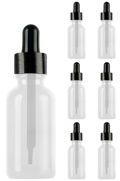Afracam 50 ml Şeffaf Cam Damlalıklı Serum Şişesi 50 Cc Sızdırmaz Siyah Metal ...