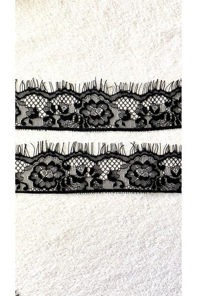Ozpas Black Lace Ribbon - Bearded, 5 Cm X 3 Mt. Edge