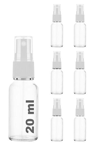 Afracam 20 ml Şeffaf Kapaklı Beyaz Sprey 20 Cc Fısfıs Kolonya Dezenfektan Cam...