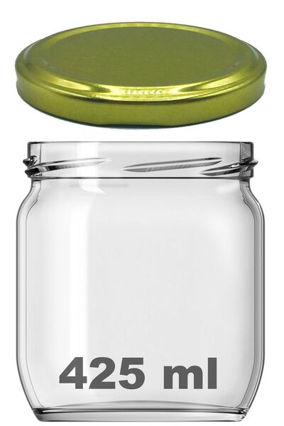 Afracam 425 ml Metal Gold Konserve Kapaklı 425 Cc Şeffaf Cam Kavanoz 1 Adet
