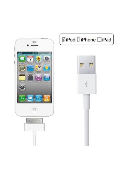 Genel Markalar Iphone 4 4s Ipod Nano Ipad (1- 2-3. NESİL) 30 Pin 1.5metre Usb Veri Şarj Kablosu