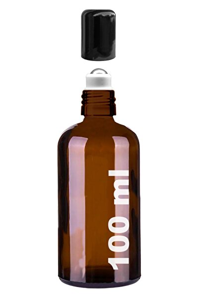 Afracam 100 ml Amber Çelik Roll On Şişesi 100 Cc Sızdırmaz Siyah Kapaklı Kahv...