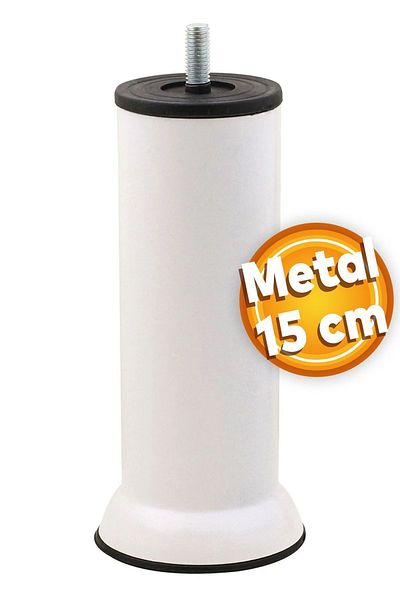 Badem10 Picioare din metal alb - șuruburi M8, înălțime 15 cm, scaun de canapea și pat de bază