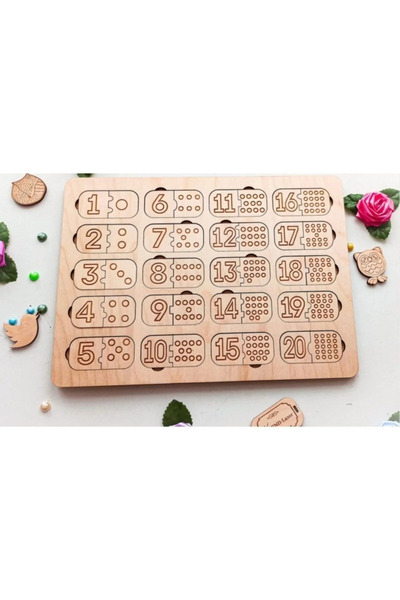 WoodStory Doğal Sayılar Yapboz Ve Eşleştirme Puzzle Eğitici Montessori