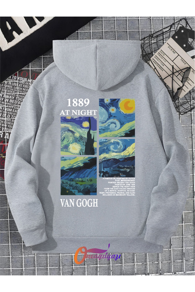 oneagılyazı Van Gogh Baskılı Unisek Oversize Kapüsönlu dukserica