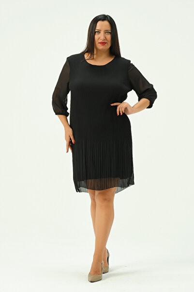 Shahiqa Büyük Beden Piliseli Şifon Elbise