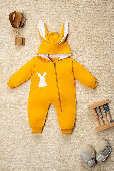 Mavi Bebek Mai Perla Baby Jumpsuit with Rabbit Ears and Pompoms