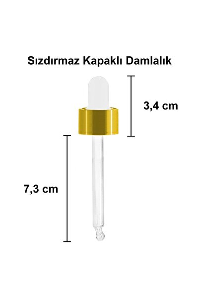 Afracam 50 ml Şeffaf Cam Damlalıklı Serum Şişesi 50 Cc Sızdırmaz Gold Metal Kapaklı Dropper Cam Şişe 1 Adet