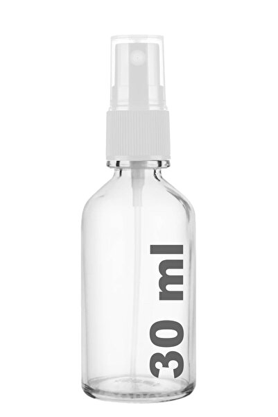 Afracam 30 ml Şeffaf Kapaklı Beyaz Sprey 30 Cc Fısfıs Kolonya Dezenfektan Cam Şişe 1 Adet
