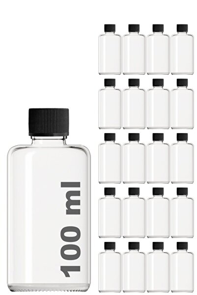 Afracam 100 ml Şeffaf Küçük Şişe 100 Cc Siyah Sızdırmaz Kapaklı Cam Şişe Hedi...