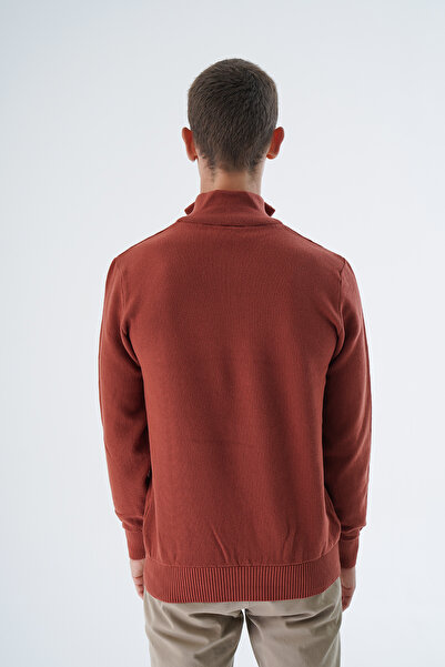 Trist Star Мъжки трикотажен пуловер Taba с цип и яка стойка, 100% памук, цвят Trıst-1191