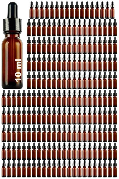 Afracam 10 ml Amber Cam Damlalık Serum Şişesi 10 Cc Siyah Metal Kapaklı Kahve...