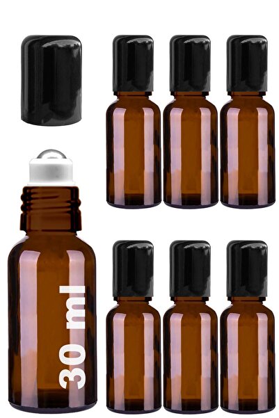 Afracam 30 ml Amber Çelik Roll On Şişesi 30 Cc Sızdırmaz Siyah Kapaklı Kahver...