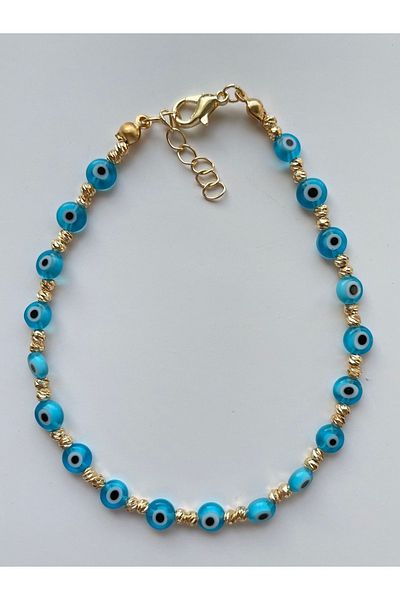 karışık kaset Doric Blue Evil Eye Beaded Anklet